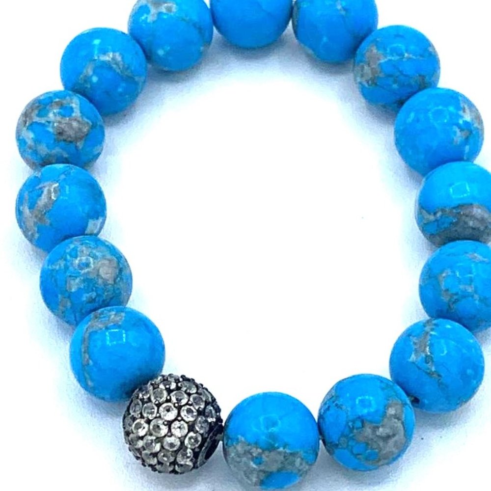 GSJ Mexican Blue Imperial Jasper - STRETCH BRACELET - Picture 2 of 2